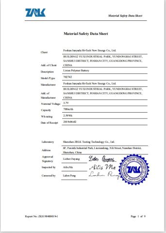 MSDS2 certificate of Ningbo Haishu Forcar Imp. & Exp. Co., Ltd. – certificate photo, supplier certificates section