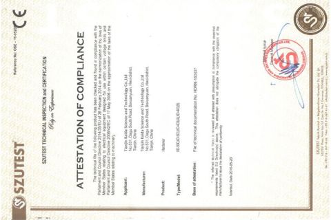 Hardener certificate from Tianjin Kaida Science and Technology Co., Ltd.