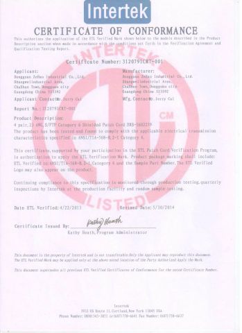 ETL certificate from Dongguan Phynam Comtech Co., Ltd.