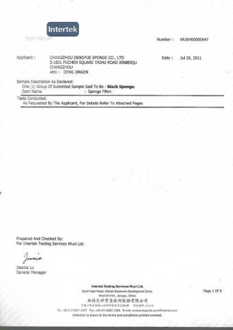 Reach Test report certificate from Changzhou Dengyue Polymer Group Co., Ltd.