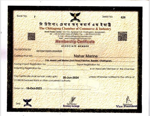 CCCI certificate from NAHAR MARINE