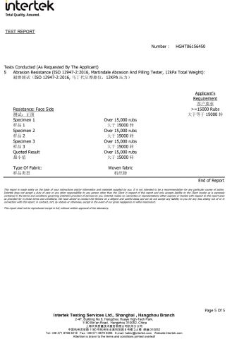 Fabric Test Report 3 certificate from GUANGDONG ZHIDA TEXTILES DECORATION CO., LTD.