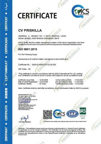 ACS certificate from CV. Priskilla