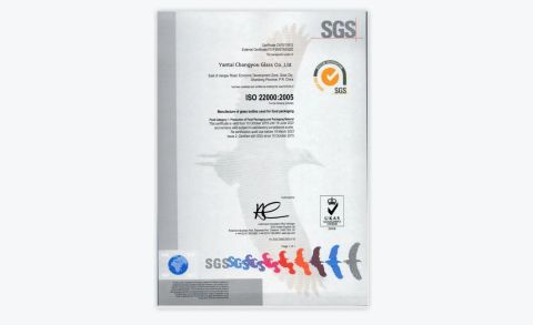 IOS22000 certificate from Yantai Changyou Glass Co., Ltd.