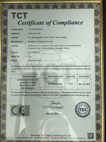 CE-ROHS certificate from Shenzhen LEDventure Co., Ltd.