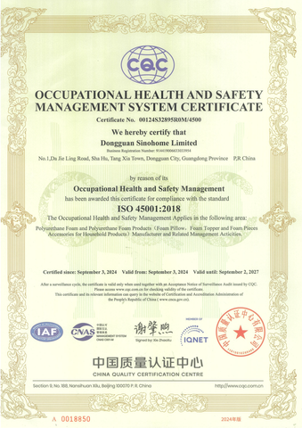 CQC certificate from Dongguan SINOMAX Home Products Co., Ltd.