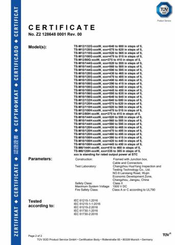 Certificates certificate from Wuxi Taoistic New Energy Co., Ltd.