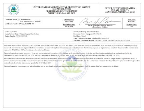 EPA certificate of Tewrex Industrial Machinery (Suzhou) Co., Ltd. – certificate photo, supplier certificates section