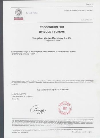 BV certificate certificate from Hyswell (Yangzhou) Integration Technology Co., Ltd.