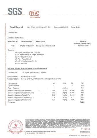 SGS certificate from Yantai Zhuyuan Environmental Tech Co., Ltd.