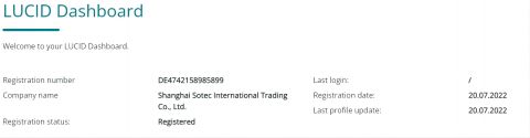 EPR_Germany certificate from Shanghai Sotech Technology Co. Ltd