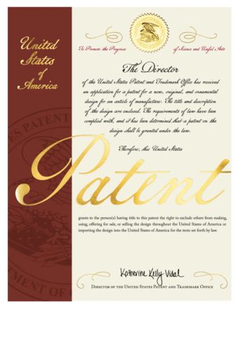 Design Patent certificate from Dongguan Topinsole Commodity Limited