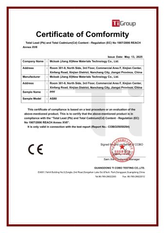 CE certificate of Mcloak Technology Co., Ltd. – certificate photo, supplier certificates section
