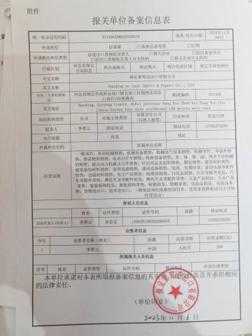 The Cusoms registered form certificate of Baoding So Luen Import&Export Co., Ltd. – certificate photo, supplier certificates section