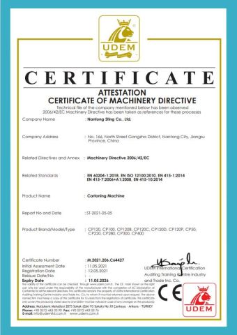CE certificate from Nantong Sting Co., Ltd.