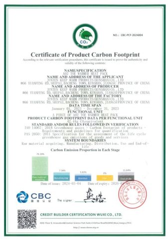 Carbon Footprint Certificate-Toe warmer certificate from Junten Keep-Warm Products (Kunshan) Co., Ltd.