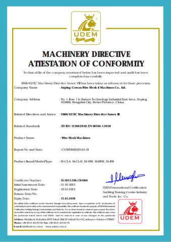 Our certificates certificate from Anping Cowan Wire Mesh & Machines Co., Ltd
