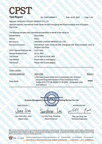 CPST-Bottle-1 certificate from QINGDAO LIFEWAY IMP&EXP CO., LTD