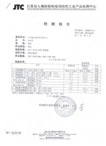 TESTING REPORT certificate from Jianli Sticky Ribbon Co., Ltd.