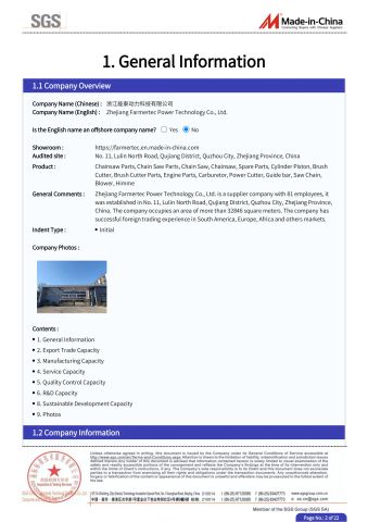 SGS certificate of Zhejiang Farmertec Power Technology Co., Ltd. – certificate photo, supplier certificates section