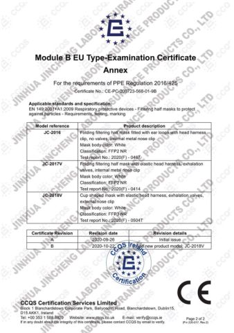 JC-2016,JV-2017V,JC-2018V CE certificate certificate from Jinhua Toper Safety Equipment Co., Ltd.