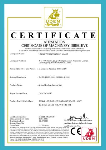 CE certificate of Henan YiMing Machinery Co,LTD – certificate photo, supplier certificates section