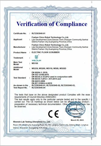 CE cetificate of electric driving srubber certificate from Foshan Better Technology Co., Ltd.