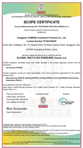 Certificates certificate from Yangjiang Aohea Plastic Hardware Products Co., Ltd.