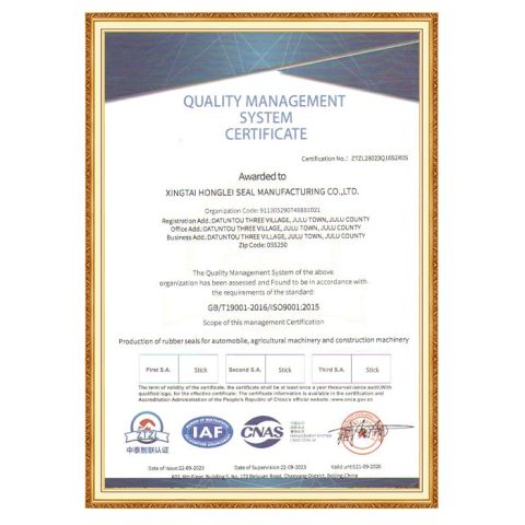 ISO-9001 certificate of Xingtai Honglei Seal Manufacturing Co., Ltd. – certificate photo, supplier certificates section