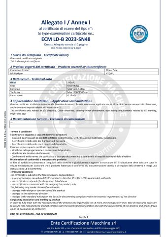 EN81-41 certificate from Jinan Xyztech Machinery Co., Ltd
