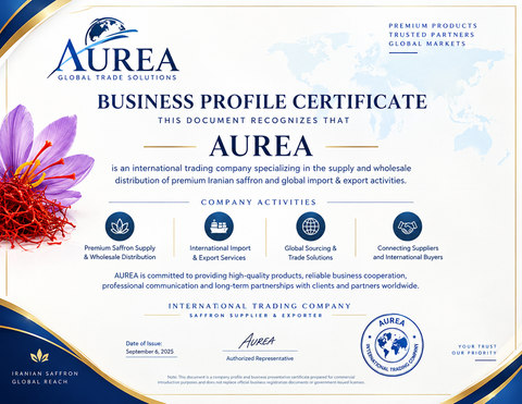 Saffron certificate from AUREA