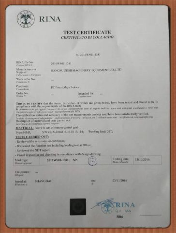 Rina certifiacte certificate from Shanghai Enjue Machinery Equipment Co., Ltd.