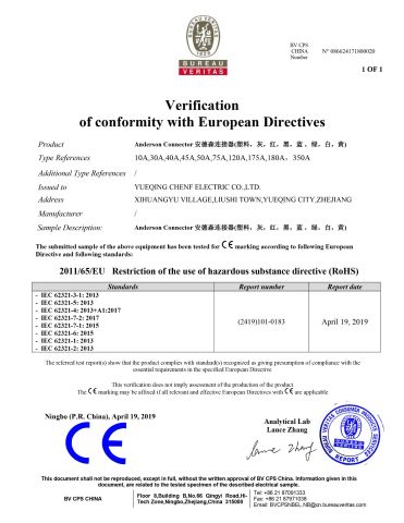 CE certificate certificate of Yueqing Chenf Electric Co., Ltd. – certificate photo, supplier certificates section