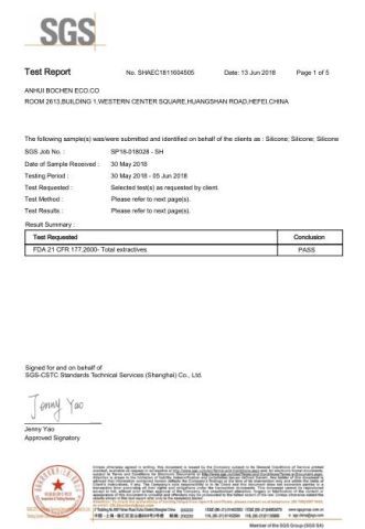 FDA TEST certificate from Anhui Bochen Eco Co.