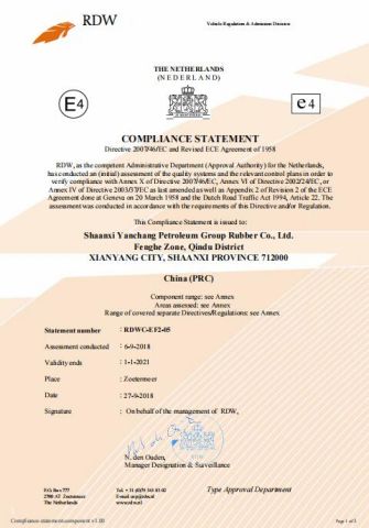 COP certificate from SHAANXI CARSEEN TYRE CO., LTD.