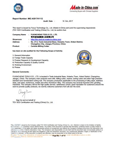 Connecting Buyers with Chinese Suppliers certificate from FUXINCHENG TOOLS CO., LTD.