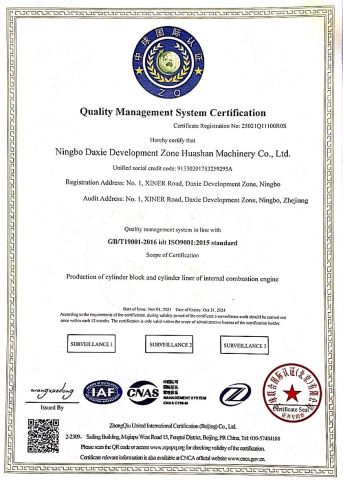 ISO9001 certificate from Ningbo HSP Machinery Co.,Ltd.