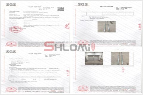 SGS of Steel Prop certificate of Shandong Shlomi Machinery Co., Ltd. – certificate photo, supplier certificates section