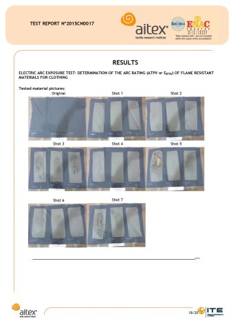 ELECTRIC ARC EXPOSURE TEST: certificate from Shanghai July Textile Co.,Ltd