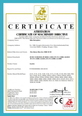 CE certificate of Nanjing Liftor Machinery Co., Ltd. – certificate photo, supplier certificates section