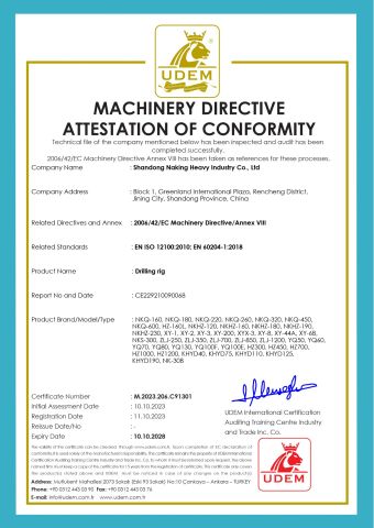 CE certificate of Shandong Naking Heavy Industry Co., Ltd. – certificate photo, supplier certificates section