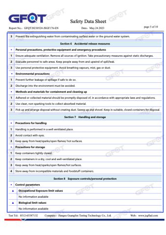 MSDS/SDS certificate from Jiangsu Right Import&Export Co., Ltd.