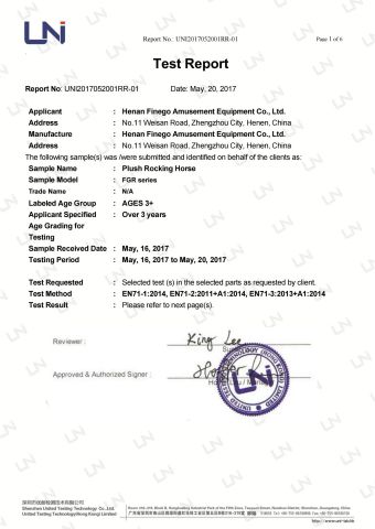 Rocking Horse EN 71 Testing Report_00 certificate from HENAN FINEGO INTERNATIONAL CO., LTD.