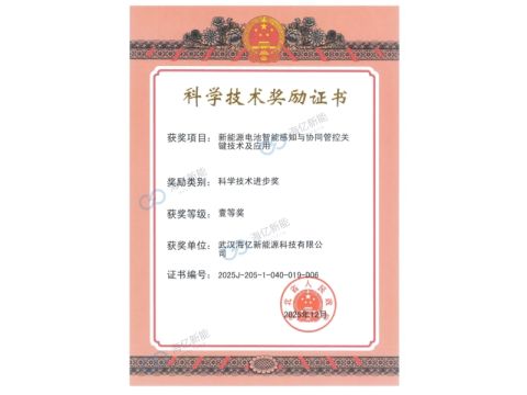 First Prize of Provincial Science and Technology Progress Award certificate from Hyvitech New Energy Technology Co., Ltd.