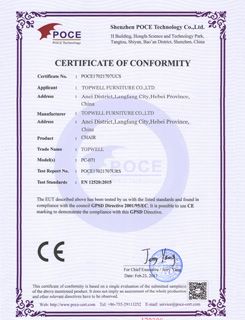 Certificates certificate from Langfang Topwell Furniture Co., Ltd.