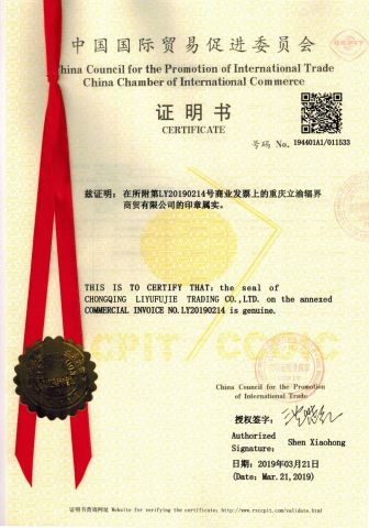 CERTIFICATE certificate from Chongqing Leeyu Fasteners Technology Co., Ltd.