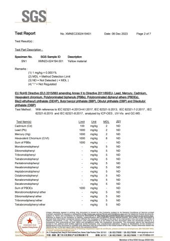 SGS certificate from Suzhou Health Run New Material Technology Co., Ltd.
