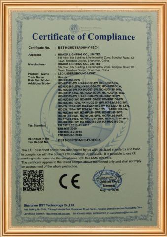 CE-LED Underground light certificate from Shenzhen Huaxia Lighting Co., Limited