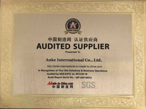 AUDITED SUPPLIER certificate from Anke International Co., Ltd.