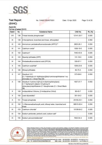 REACH Compliance certificate of CB (XIAMEN) INDUSTRIAL CO., LTD. – certificate photo, supplier certificates section